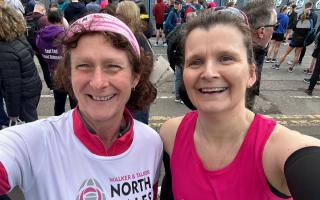 Friends - Lucy Cummins and Gynette Janney at this year's Manchester marathon