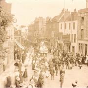 The 1907 Lifeboat Saturday procession in Maldon High Street
