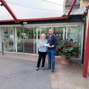 Donation - Maldon Rotary Club president Judy Smith presents a cheque for £1,000 to Aron Lane, a fundraiser for the hospice.