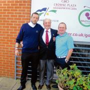 Winners: Mark Harlow (left) and Lee Stafford (right) are pictured with Five Lakes captain Nigel Popper.