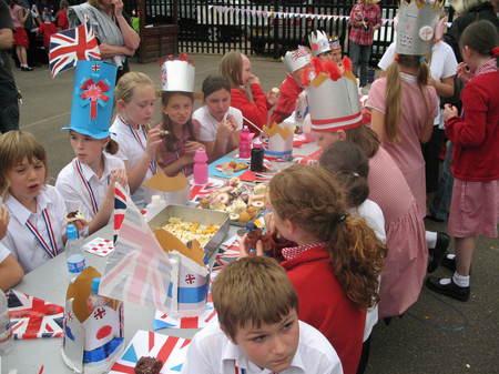 Pupils at Latchingdon Primary School enjoy their Jubilee party