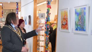Lisa showed the Mayor of Maldon, Cllr Andrew Lay, her exhibition