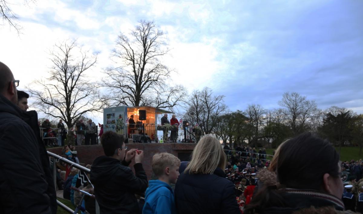 Crowds gather for the lighting of the beacon