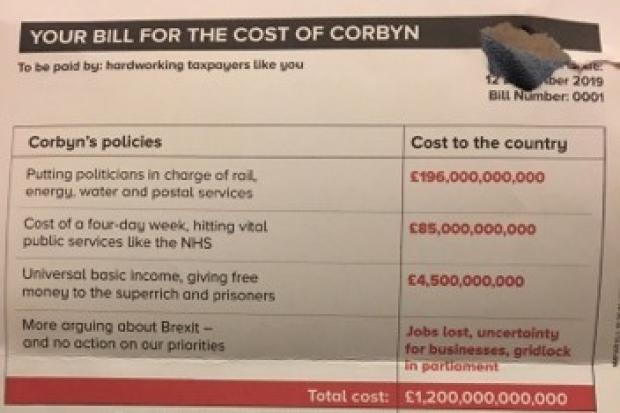 Literature- the leaflet distributed by the Conservative Party