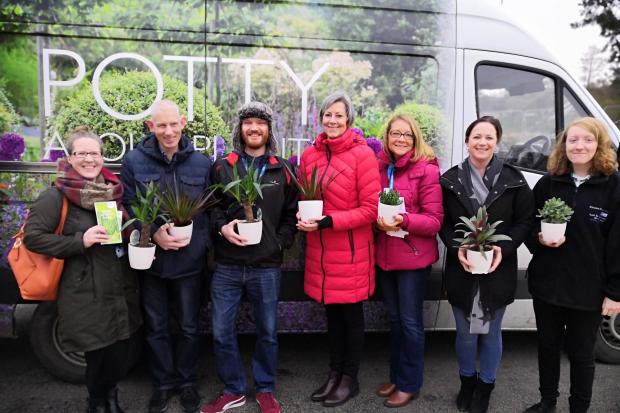 green gesture: Colchester Hospital staff receiving the house plants from Perrywood