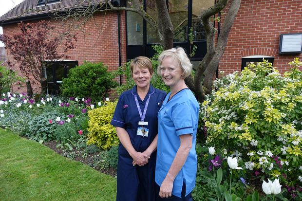 VISIT DAY: Jo Tonkin with Ruth May, chief nursing officer, when she visited St Helena Hospice last year