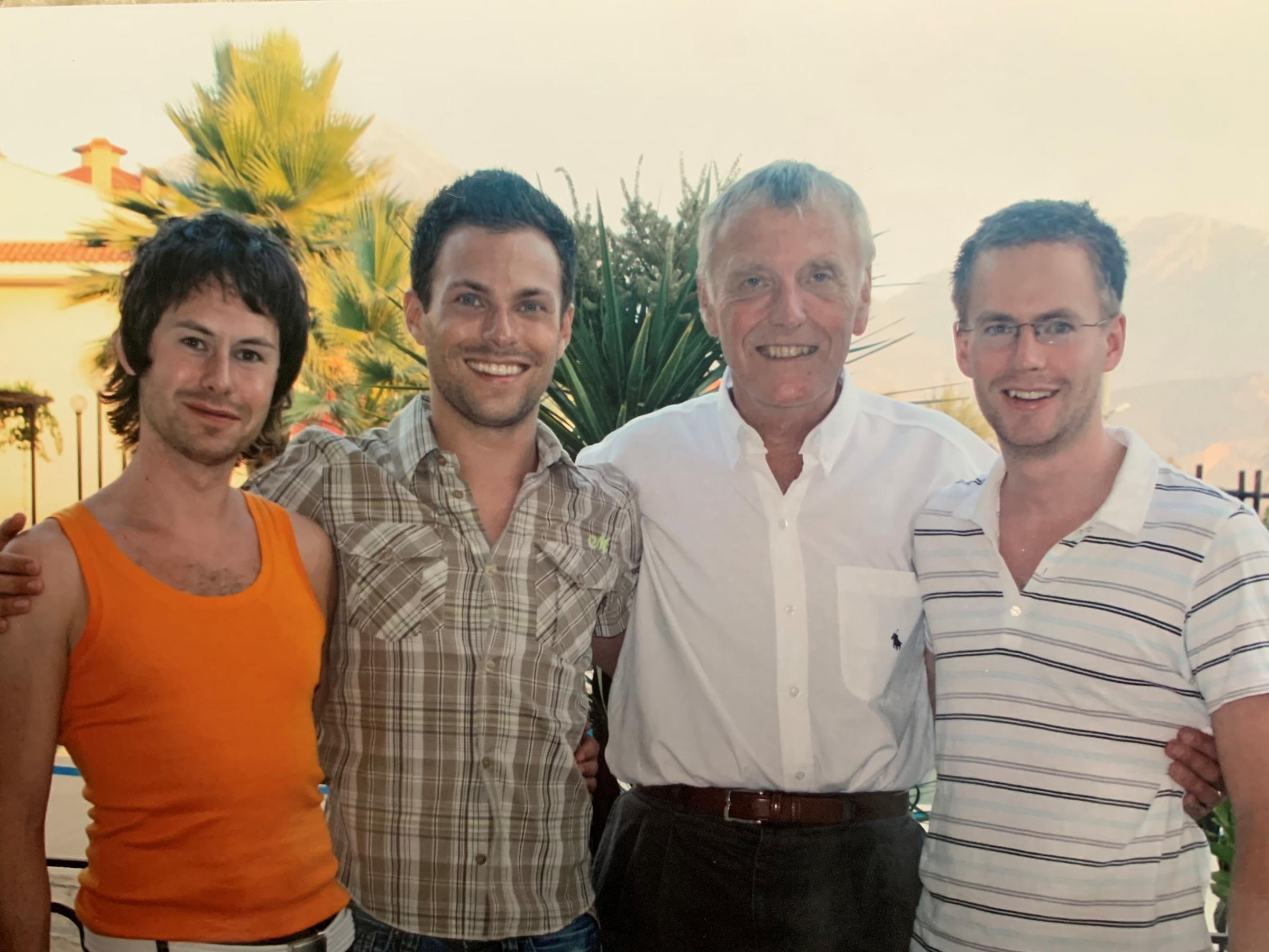 Hugh Bourn with his sons (left to right) Julian, Simon and Adam