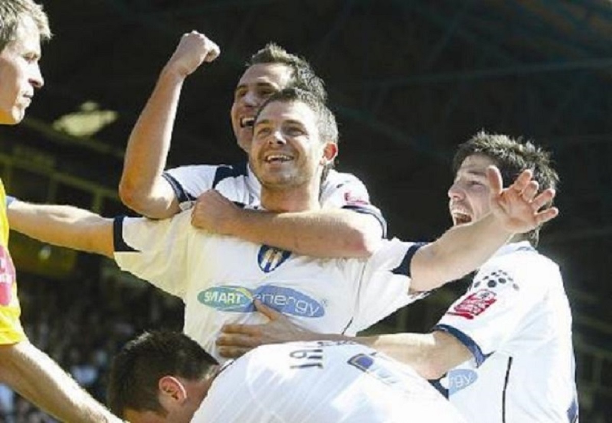 Party time - Jamie Cureton is mobbed by his team-mates after scoring one of his three goals at Roots Hall, in April 2007. It inspired a surprisingly one-sided 3-0 victory
