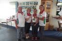 Members: (left to right) Peter Cox, Jeanette Wilson, Joy Campbell (Club President presenting Cup) and Sid Curtis