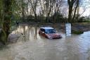 Incident - The car trapped in floodwaters near Sporhams Lane, Bicknacre
