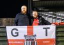 Football fix - Grimsby Town fans Lewis Dawes and Connor Brogan at the Maldon and Tiptree v Little Oakley match