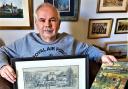 Stephen Nunn with a framed drawing of Bradwell Lodge