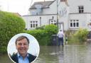 Picture: Heybridge Basin flood in 2018 caused by faulty sluice gate, inset: MP for Maldon John Whittingdale welcomes Government investment