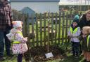 The children from Diddydots Nursery helped plant St Lawrence Parish Council's jubilee tree