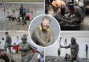 Photos of the last Maldon Mud Race which will be started by Jo Brand, inset, this year