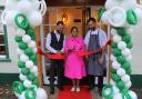 Offical opening: Ylli Vata, Priti Patel and Abi Vata officially opening the Green Man