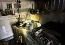 Fryer- the care home kitchen after the fire had been extinguished