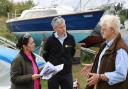 Meeting: Priti with environment agency area director Graham Verrier and Essex Coast Organisation Ltd chair Andrew St Joseph during their visit to Tollesbury