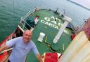Ray Clark on board Radio Caroline's radio ship Ross Revenge
