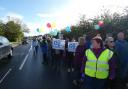 Marching: 200 residents marched along main roads