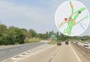 Closed - A lane on the A12 Southbound has been closed (Image: Google Maps, Canva)