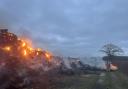 Destroyed - large fire affecting a pile of hay in Maldon