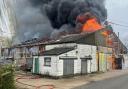 Scene - the large fire was at a commercial building in New Hall Lane, Mundon