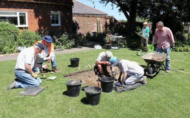 Burnham u3a archaeological group at work on site at Southminster Hall