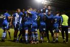 Jubilant - Colchester United's youngsters celebrate after their fine win over Arsenal in the FA Youth Cup third round Picture: RICHARD BLAXALL