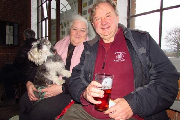 Chappel winter beer fest Chappel winter beer fest Dave and Sheila Garrett from Witham with miniature schnauzer Betsy