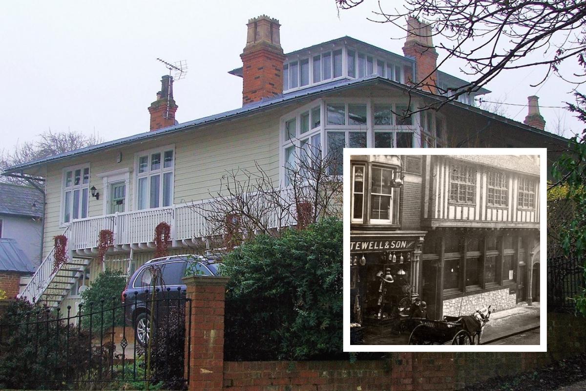 The unusual looking house, in Beeleigh Road, as it is today and (inset) Orttewell’s shop when it was at 47 High Street