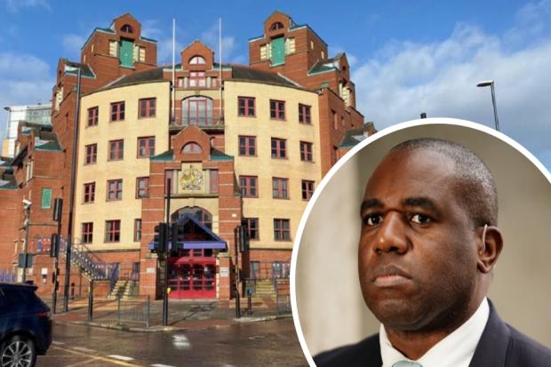Photo shows Leeds Magistrates' Court, left, and David Lammy, Labour MP for Tottenham, right.