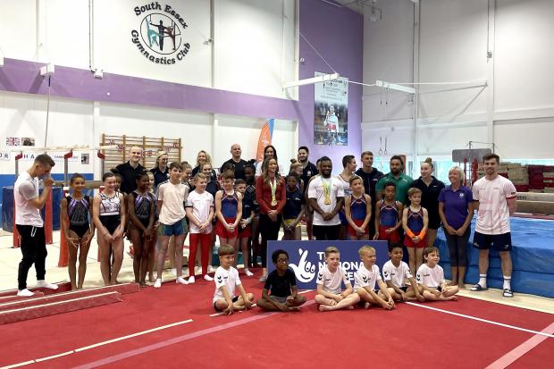 Maldon and Burnham Standard: Max Whitlock (left), Georgia-Mae Fenton (centre) and Courtney Tulloch poses for photographers at the South Essex Gymnastics Club (PA)