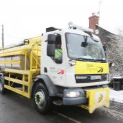A gritter lorry in Kelvedon Road, Wickham Bishops.