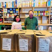 PILOT PROJECT: Natasha and Simon at Southend’s foodbank where a trial of the BanktheFood app, invented by Dan Owen from Burnham, took place