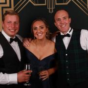 Apprentice star Thomas Skinner, organiser Vicky Hicks, and EACH acting director for income generation Ian Nicolson at the charity ball