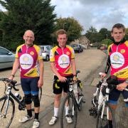 Cyclists James Hollingsworth, Charlie Bathe and Ollie Hollingsworth