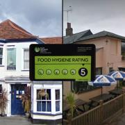 Two pubs, alongside a restaurant and a takeaway, have been handed new food hygiene ratings. Photos: Google Maps