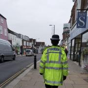 An Essex Police officer patrolling in Maldon High Street