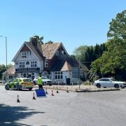 Officers close road after crash in Chelmsford. Photo: Essex Police