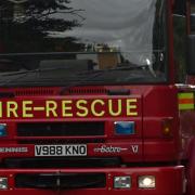 Trapped - fire services were called to help a man trapped in his car in a ditch