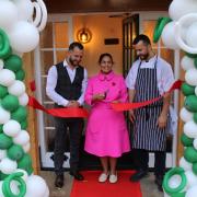 Offical opening: Ylli Vata, Priti Patel and Abi Vata officially opening the Green Man