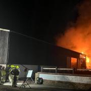 Barn fire: crews at the scene
