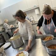 Cooking group: participants enhancing their cooking skills