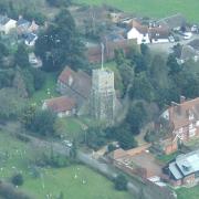 An aerial shot of Purleigh's All Saints' Church