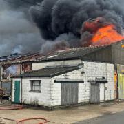 Scene - the large fire was at a commercial building in New Hall Lane, Mundon