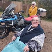 Smile - Care home resident Margaret met motorbike riders