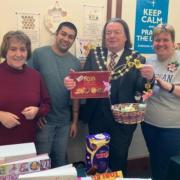Visit - town mayor councillor Andrew Lay stopped by the event
